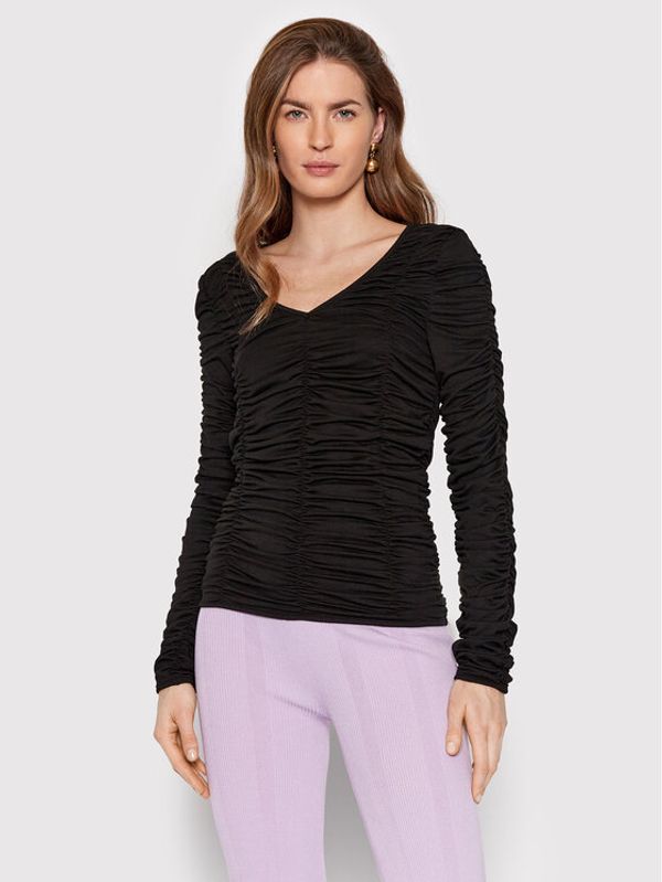 NA-KD NA-KD Блуза Ruched 1018-008500-0002-003 Черен Slim Fit