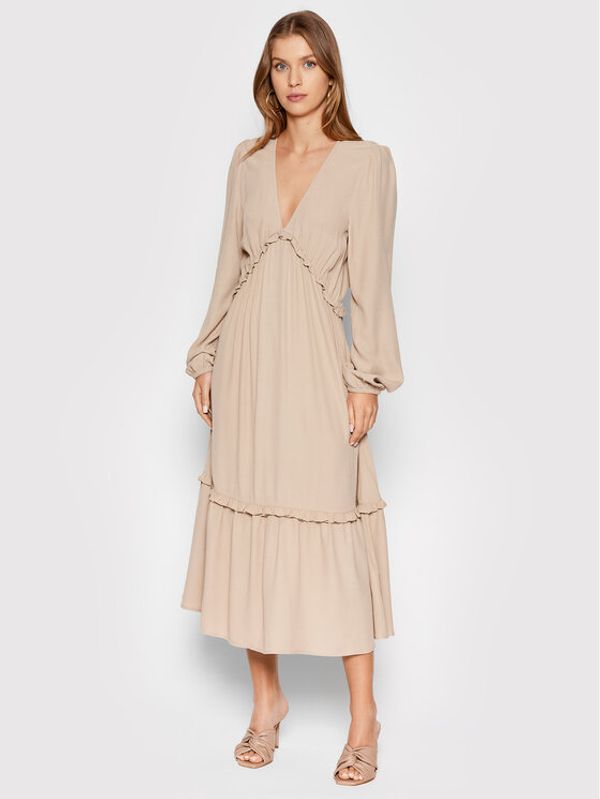 NA-KD NA-KD Ежедневна рокля Balloon Sleeve 1018-008318-1844-581 Бежов Regular Fit