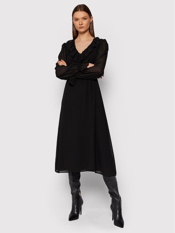 NA-KD NA-KD Ежедневна рокля Frill 1100-004335-0002-581 Черен Regular Fit