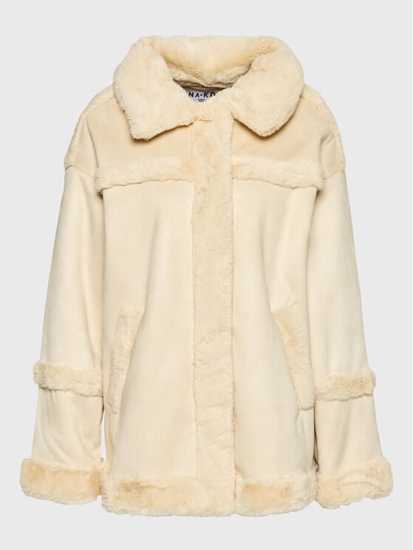 NA-KD NA-KD Кожено палто Bonded Aviator 1018-009356-1934-581 Бежов Regular Fit