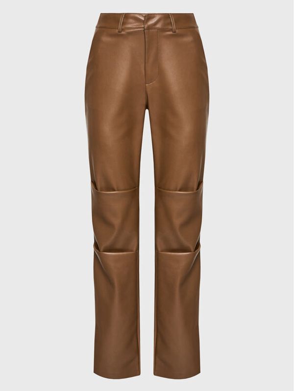 NA-KD NA-KD Панталони от имитация на кожа 1018-009353-1408-581 Кафяв Regular Fit