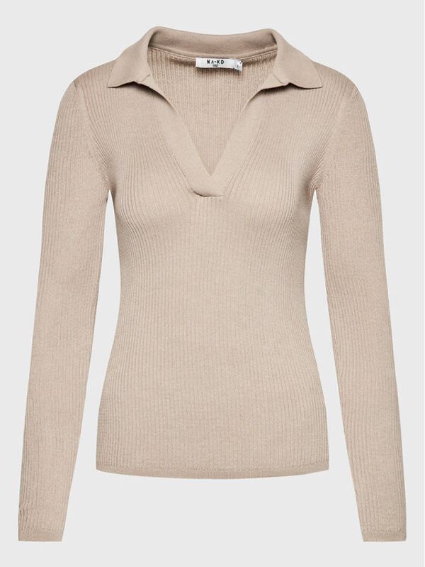 NA-KD NA-KD Пуловер 1100-006091-1934-003 Бежов Slim Fit