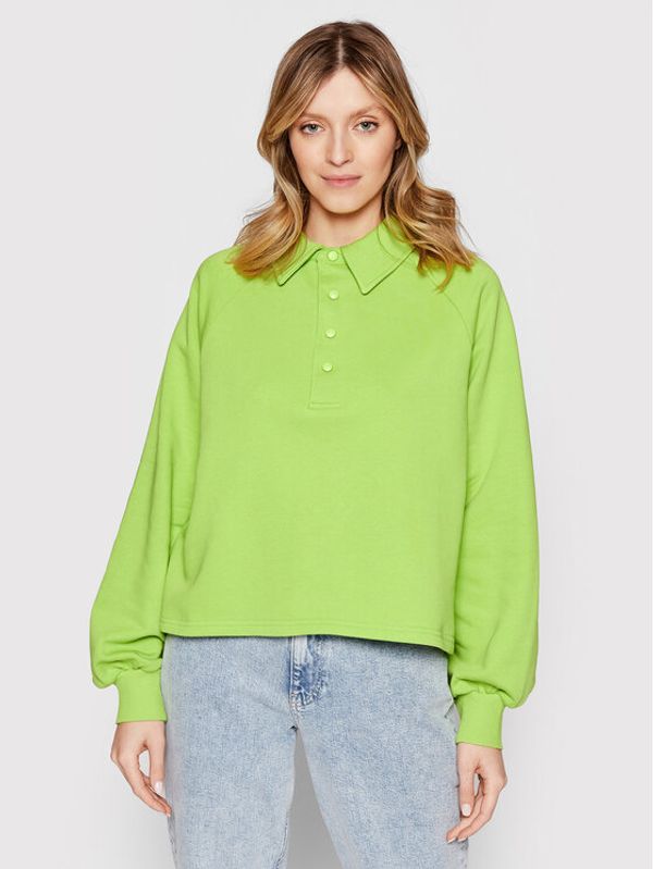 NA-KD NA-KD Суитшърт Buttoned Collar 1100-005524-9182-003 Зелен Relaxed Fit