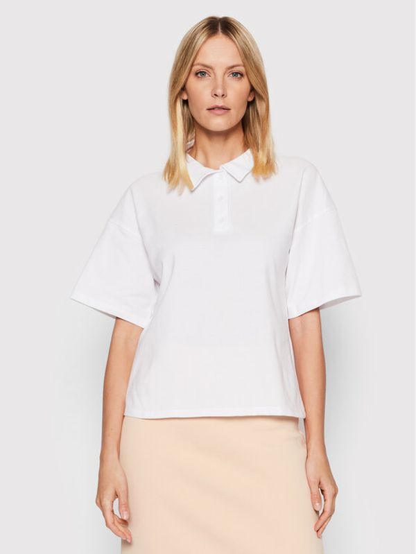 NA-KD NA-KD Тениска с яка и копчета 1100-005414-0001-003 Бял Relaxed Fit