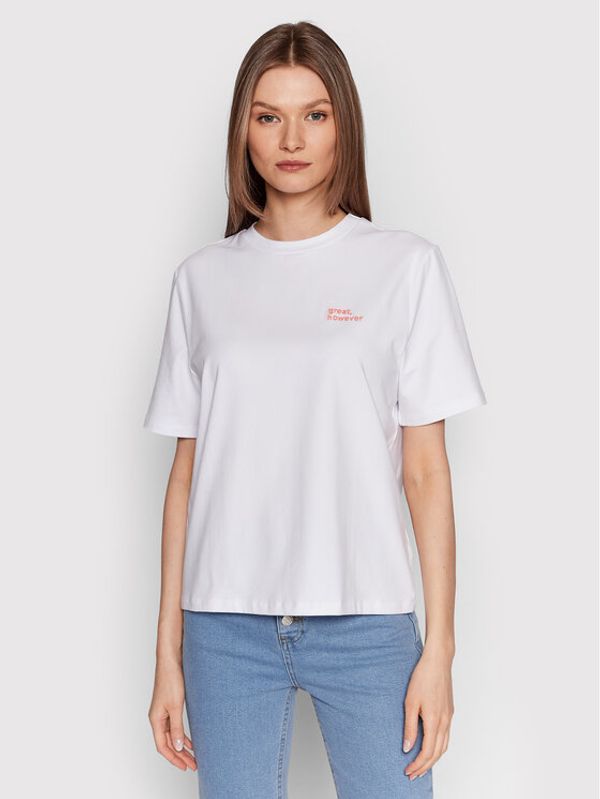 NA-KD NA-KD Тишърт great Embroidery 1100-005858-5449-003 Бял Regular Fit