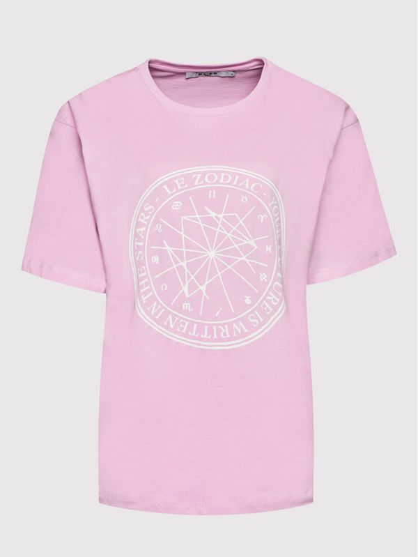 NA-KD NA-KD Тишърт Zodiac 1100-005618-0048-003 Розов Relaxed Fit