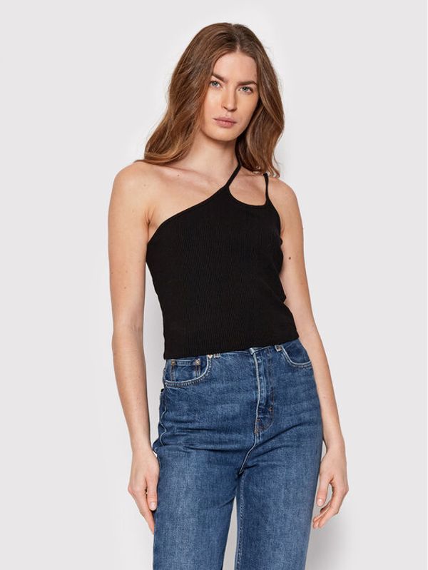 NA-KD NA-KD топ Ribbed 1018-008316-0002-003 Черен Regular Fit