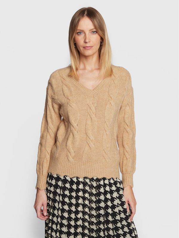 NAF NAF NAF NAF Пуловер Mamandia THNU97 Бежов Regular Fit