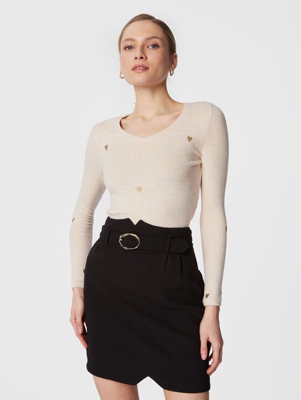 NAF NAF NAF NAF Пуловер Rejina Coeur THNT167A Бежов Regular Fit