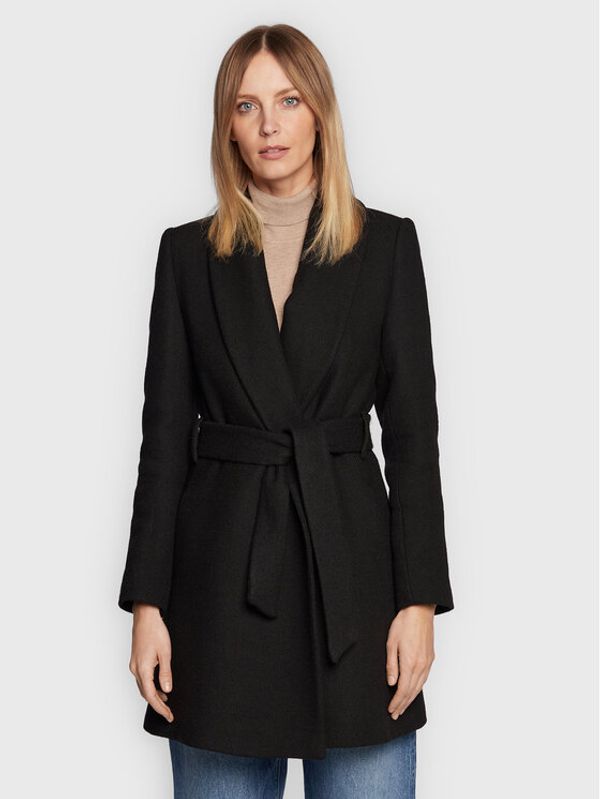 NAF NAF NAF NAF Вълнено палто Achamu THNH2 Черен Regular Fit