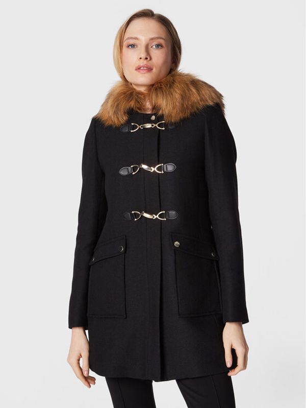 NAF NAF NAF NAF Вълнено палто Armilly THNH44A Черен Regular Fit