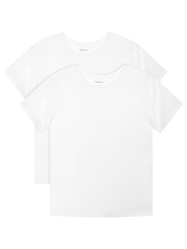 NAME IT NAME IT Комплект 2 тишъртки Basic 13170526 Бял Slim Fit