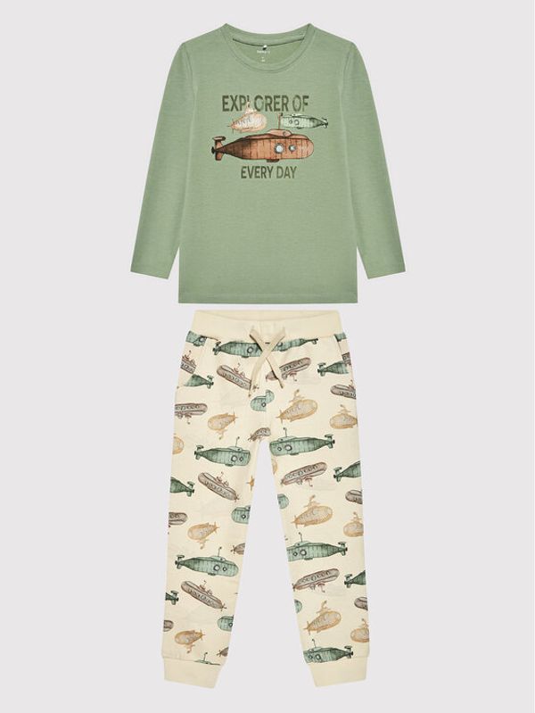 NAME IT NAME IT Комплект блуза и панталон 13203936 Зелен Regular Fit