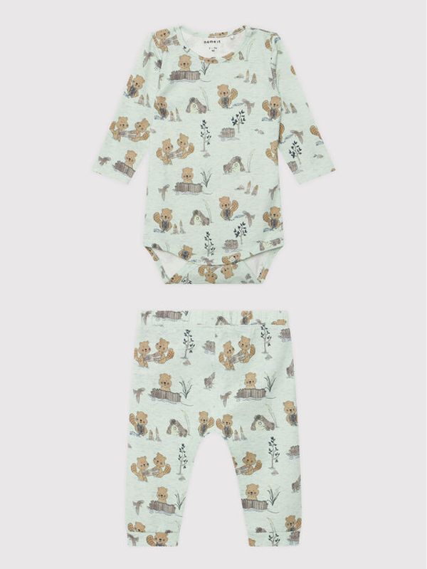 NAME IT NAME IT Комплект боди и панталон 13205867 Зелен Regular Fit