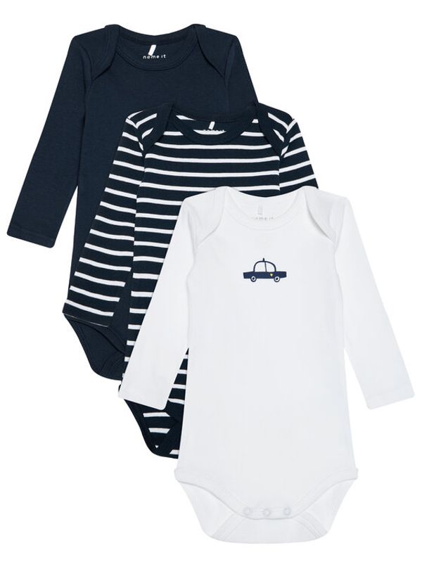 NAME IT NAME IT Комплект от 3 броя детски бодита 13183436 Тъмносин Regular Fit