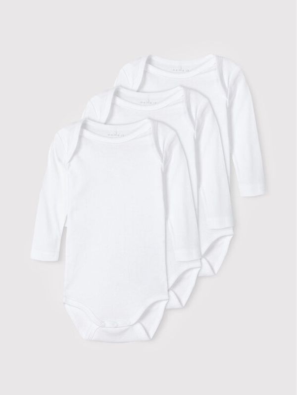 NAME IT NAME IT Комплект от 3 броя детски бодита 13209203 Бял Regular Fit