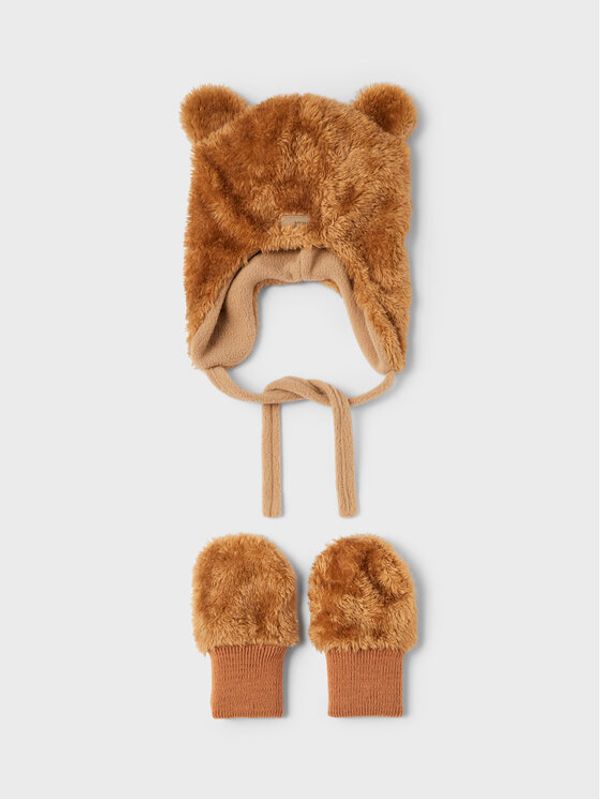 NAME IT NAME IT Комплект шапка и ръкавици 13206456 Кафяв