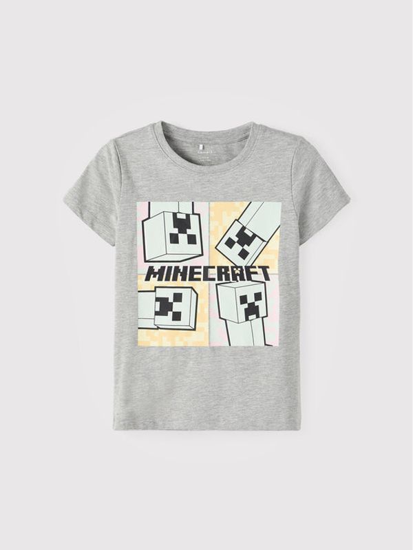 NAME IT NAME IT Тишърт MINECRAFT 13205323 Сив Regular Fit