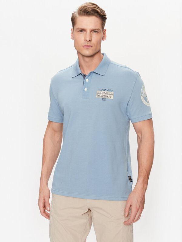 Napapijri Napapijri Тениска с яка и копчета E-Amundsen NP0A4H6A Син Regular Fit