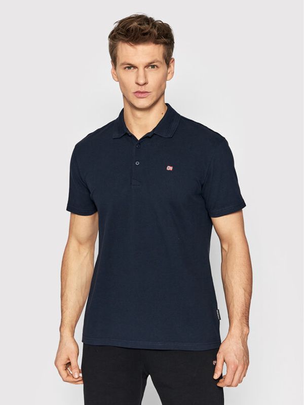 Napapijri Napapijri Тениска с яка и копчета Ealis NP0A4GDK Тъмносин Regular Fit