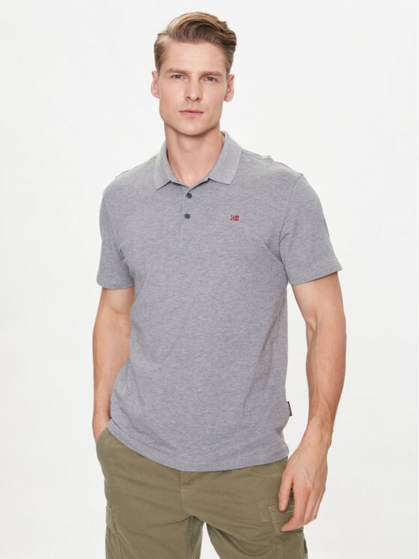 Napapijri Napapijri Тениска с яка и копчета Ealis NP0A4H8B Сив Regular Fit