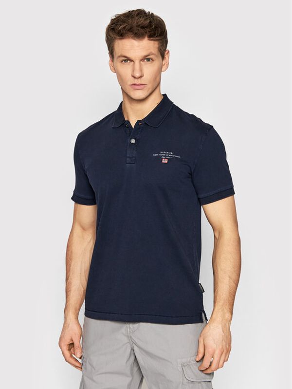 Napapijri Napapijri Тениска с яка и копчета Elbas NP0A4GB4 Тъмносин Regular Fit