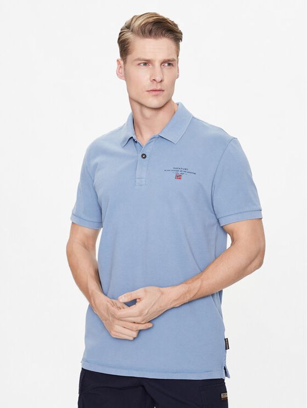 Napapijri Napapijri Тениска с яка и копчета Elbas NP0A4GDL Син Regular Fit