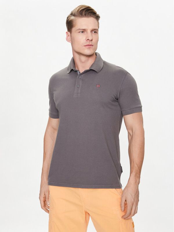 Napapijri Napapijri Тениска с яка и копчета Eolanos 3 NP0A4GB3 Сив Regular Fit