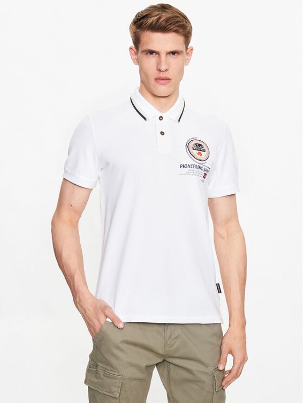 Napapijri Napapijri Тениска с яка и копчета Gandy 4 NP0A4H8R Бял Regular Fit