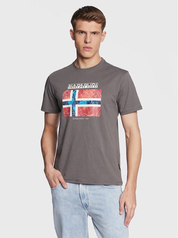 Napapijri Napapijri Тишърт S-Guiro NP0A4H22 Сив Regular Fit