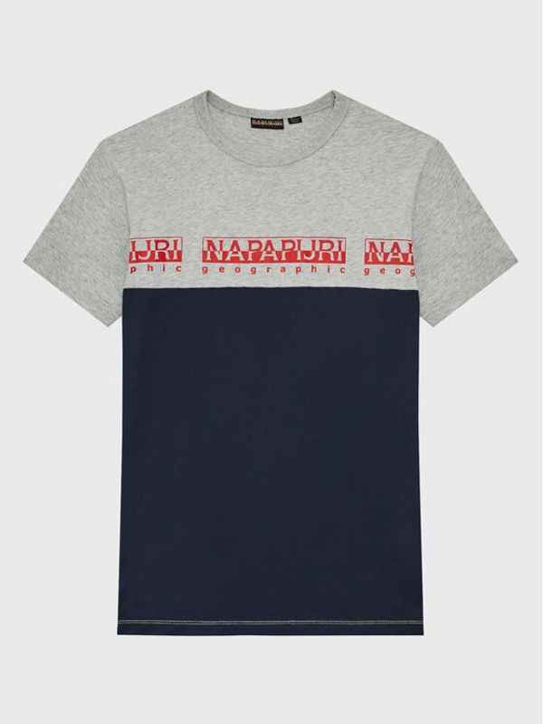 Napapijri Napapijri Тишърт S-Stavki NP0A4GNG M Сив Regular Fit
