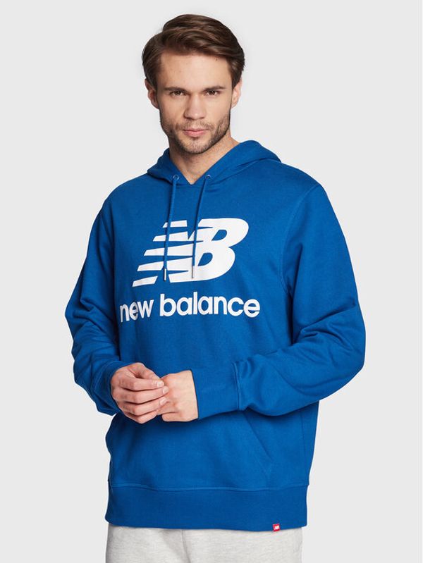 New Balance New Balance Суитшърт Essentials Stacked Logo MT03558 Син Relaxed Fit