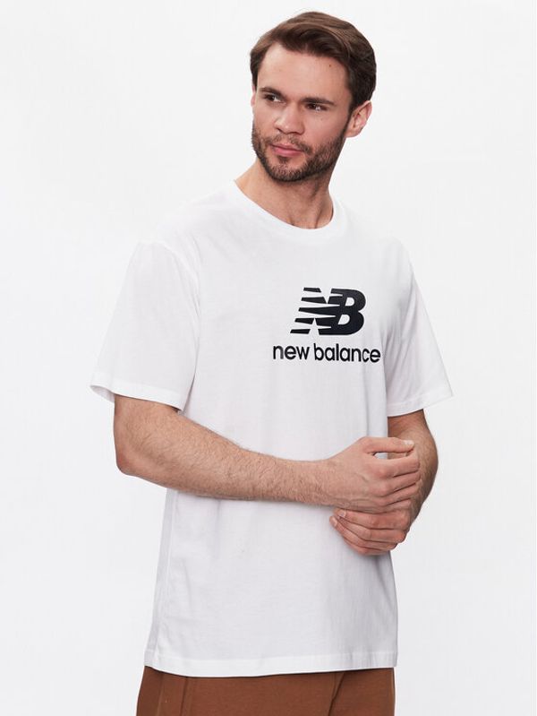 New Balance New Balance Тишърт Essentials Stacked Logo MT31541 Бял Relaxed Fit