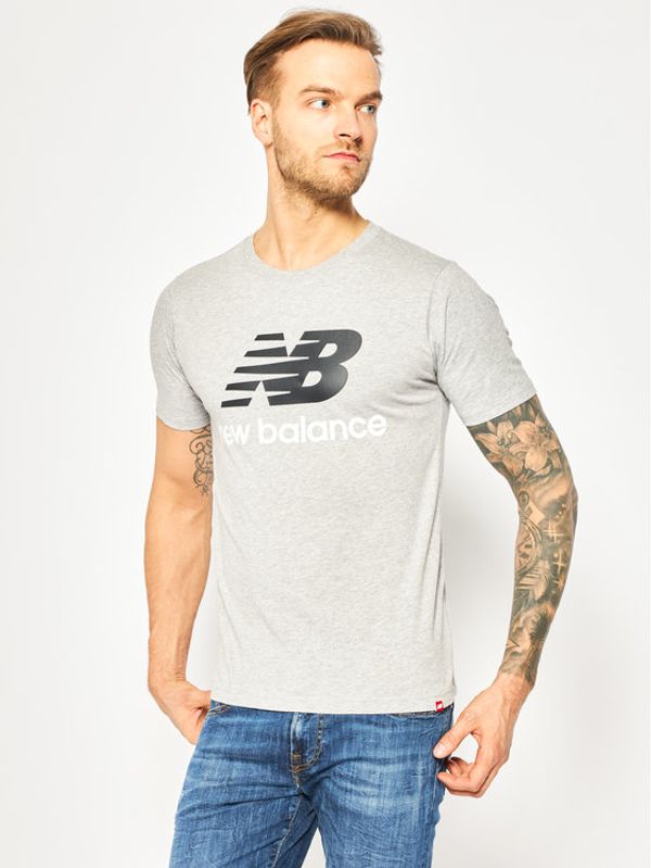 New Balance New Balance Тишърт Essentials Stacked Logo Tee MT01575 Сив Athletic Fit