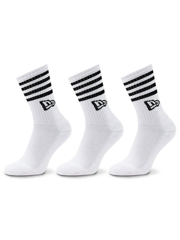 New Era New Era Комплект 3 чифта дълги чорапи мъжки Stripe Crew 13113626 Бял