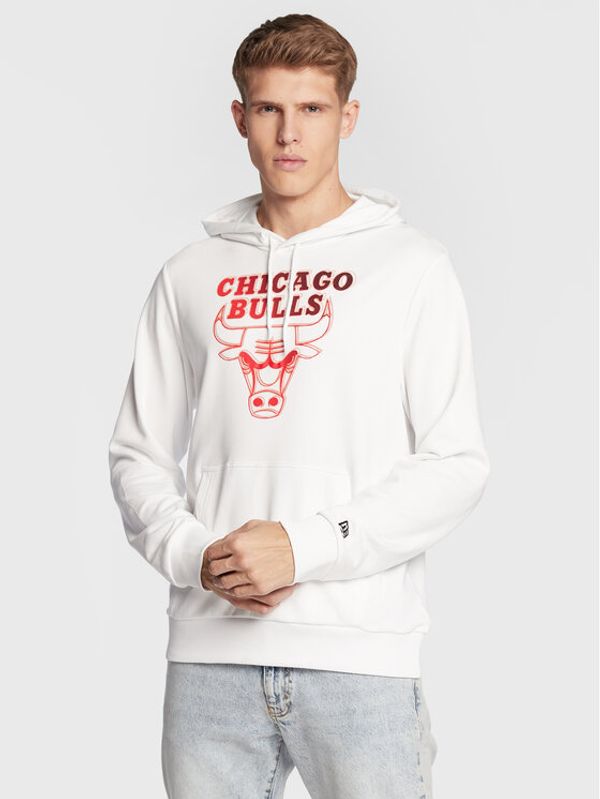 New Era New Era Суитшърт Chicago Bulls NBA Neon Fade 60284691 Бял Regular Fit