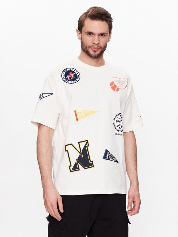 New Era New Era Тишърт Heritage Badge 60332230 Бял Oversize
