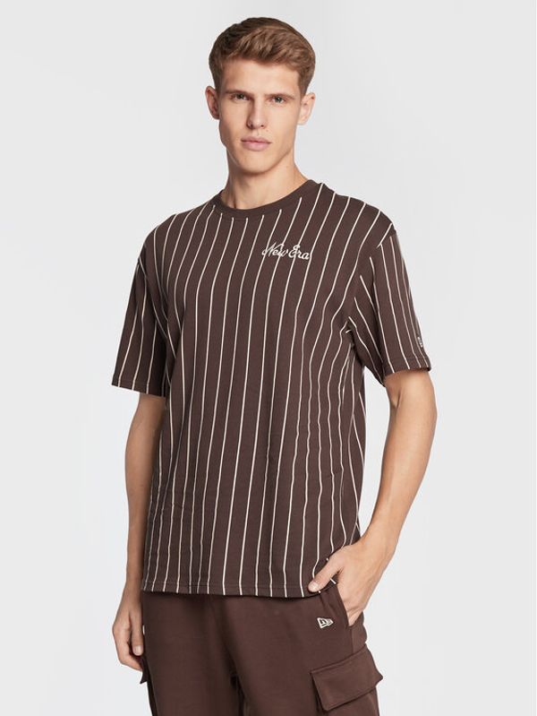 New Era New Era Тишърт Pinstripe 60284644 Кафяв Oversize