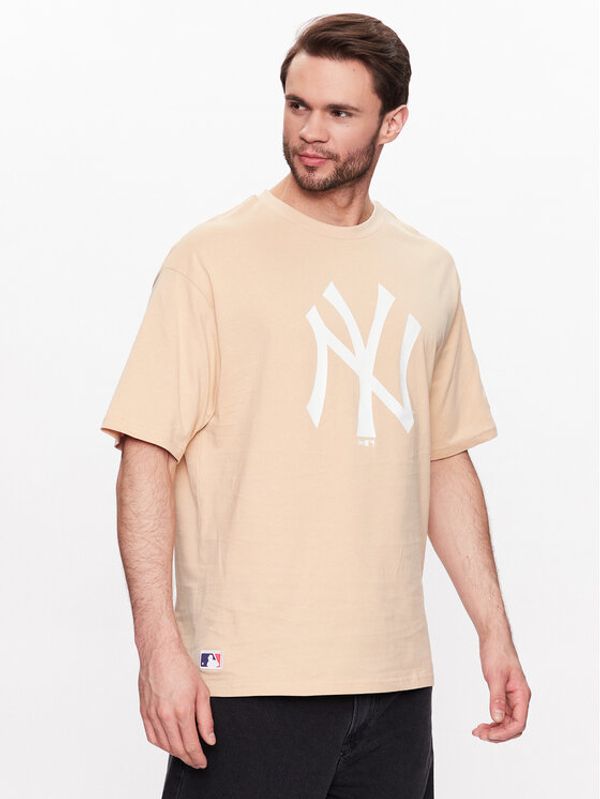 New Era New Era Тишърт Unisex New York Yankees Mlb League Essential 60332281 Бежов Oversize