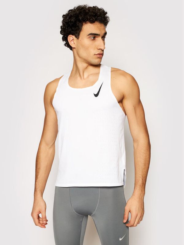 Nike Nike Тениска от техническо трико Aeroswift Singlet CJ7835 Бял Slim Fit