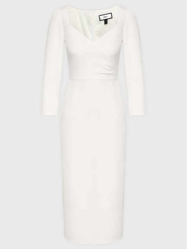 Nissa Nissa Ежедневна рокля RZ13994 Бял Slim Fit