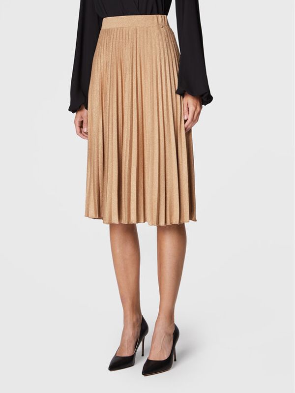 Nissa Nissa Плисирана пола F13604 Бежов Regular Fit