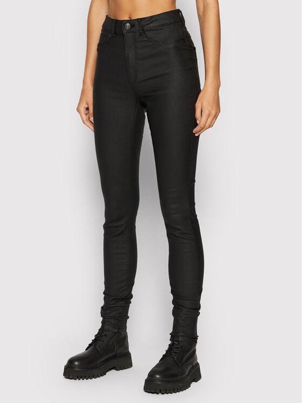 Noisy May Noisy May Панталони от имитация на кожа Callie 27012746 Черен Slim Fit