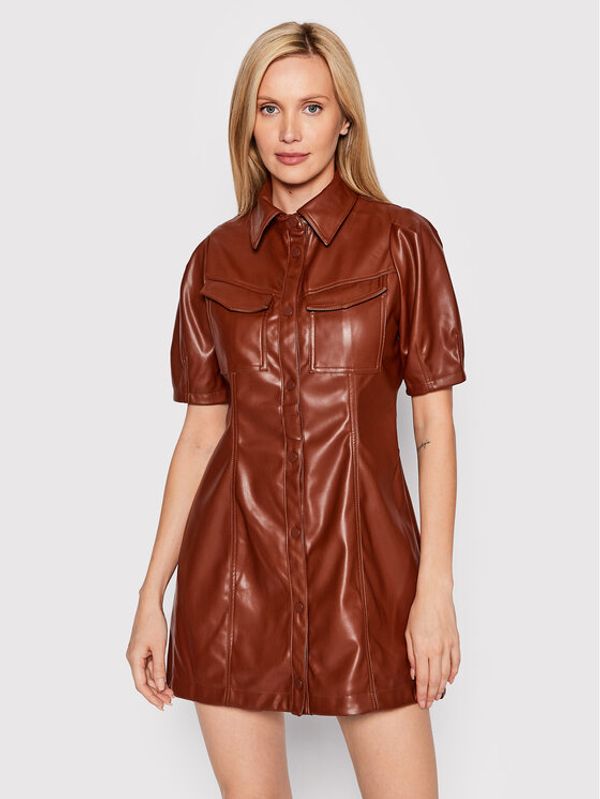 Noisy May Noisy May Рокля от имитация на кожа Pushy 27021615 Кафяв Regular Fit