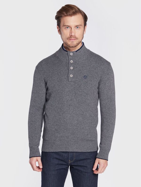 North Sails North Sails Пуловер Half Button 699515 Сив Regular Fit