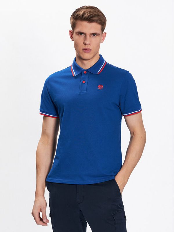 North Sails North Sails Тениска с яка и копчета Logo 692417 Тъмносин Regular Fit