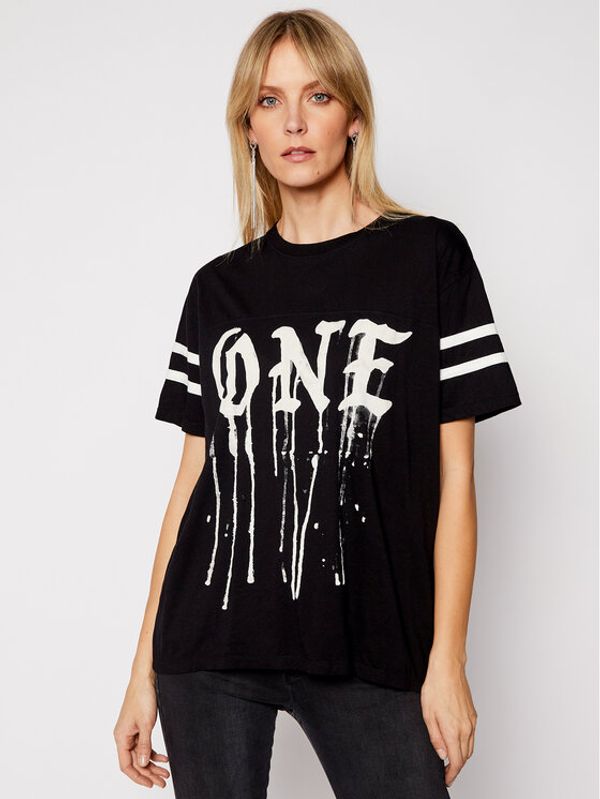 One Teaspoon One Teaspoon Тишърт Sports Stripe Tee 23899 Черен Boyfriend Fit