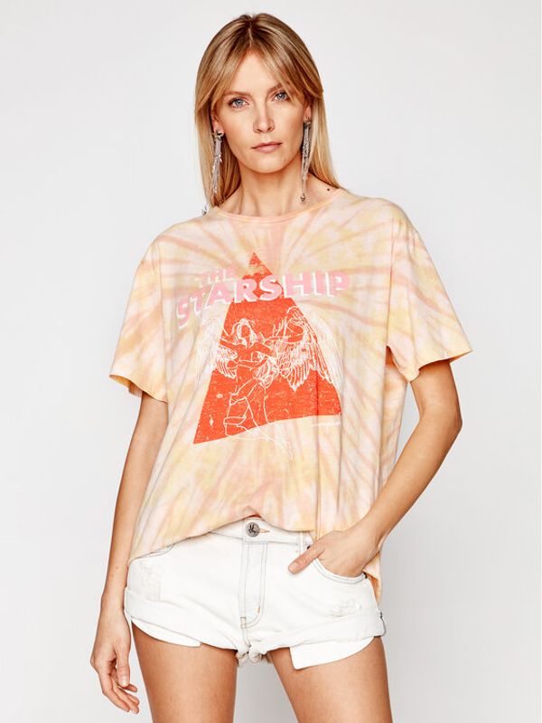 One Teaspoon One Teaspoon Тишърт Starship Sunset Tie Dye Tee 23917 Оранжев Boyfriend Fit