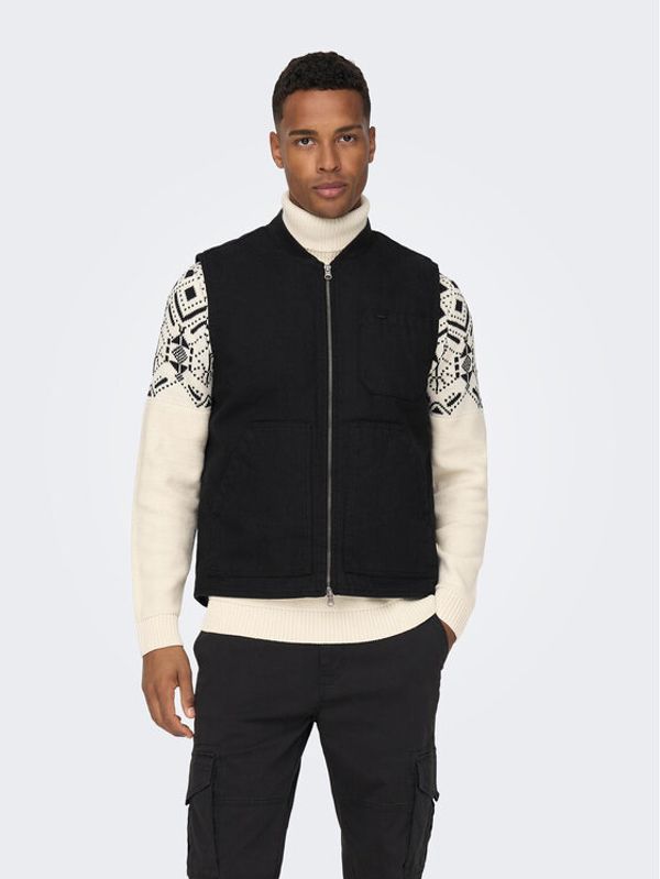 Only & Sons Only & Sons Елек Earl Canwas 22024178 Черен Regular Fit