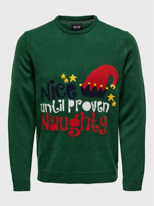 Only & Sons Only & Sons Пуловер Xmas 22023350 Зелен Regular Fit